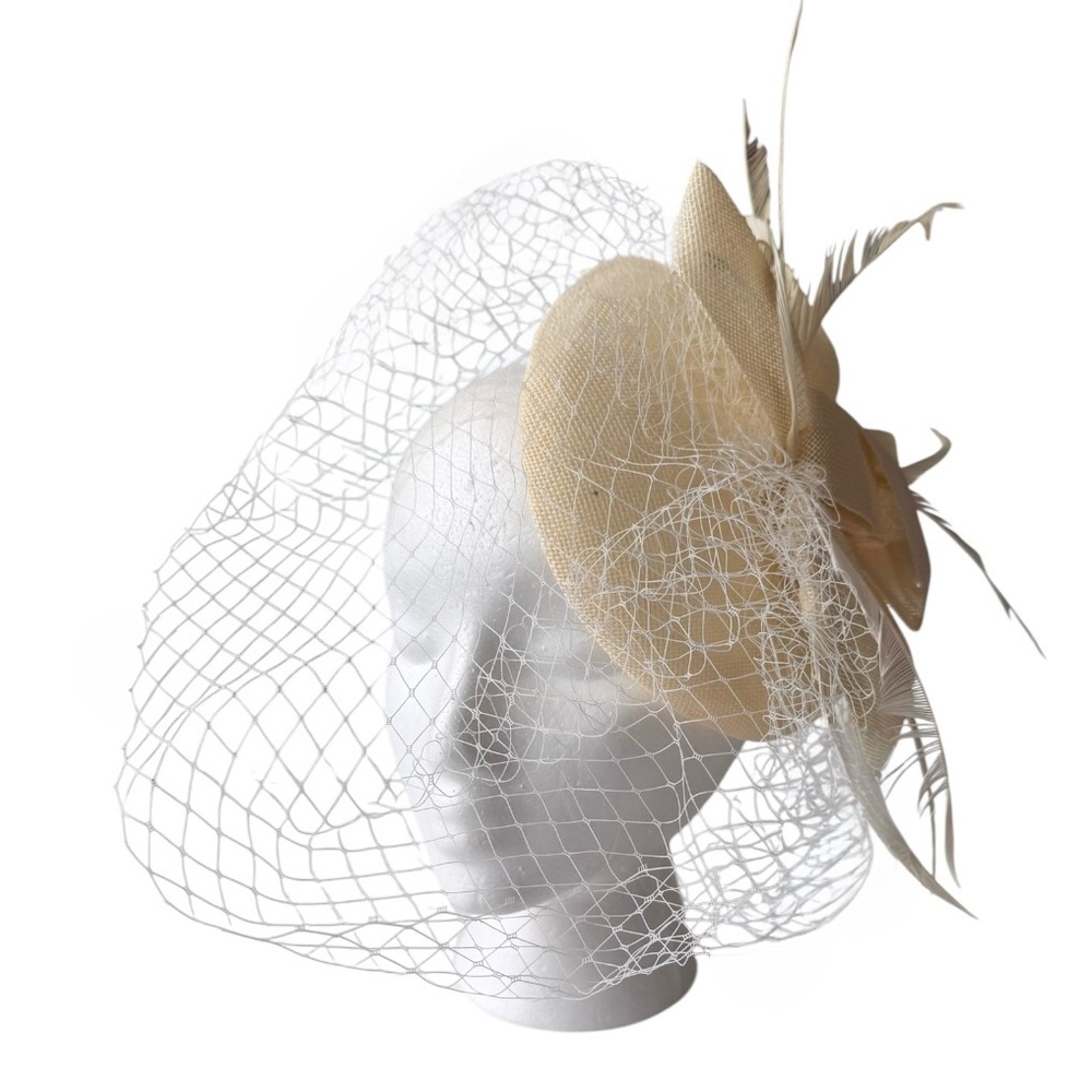 Fascinator Pillbox Hat with Mesh Veil Feathers
Derby Headband